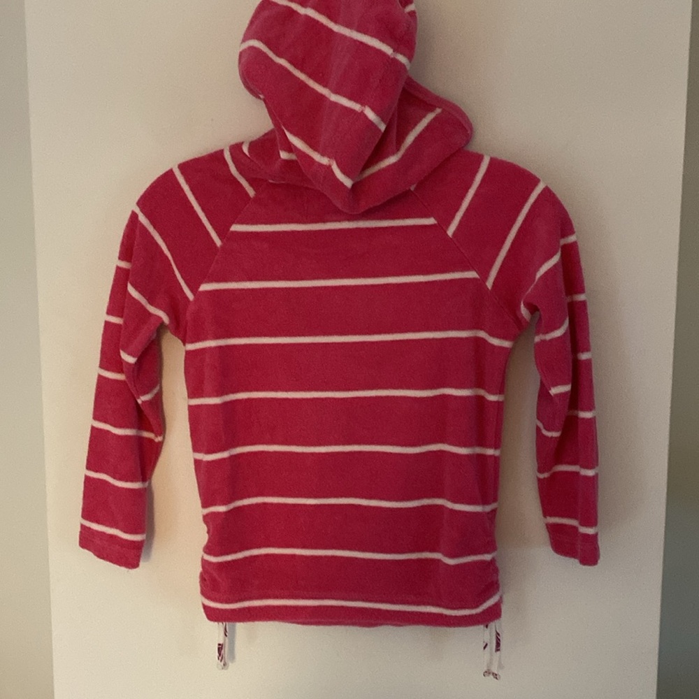 BILLIE GURLS BY BILLABONG pink white stripe grey cloth hoodie sweater top S - Picture 3 of 5